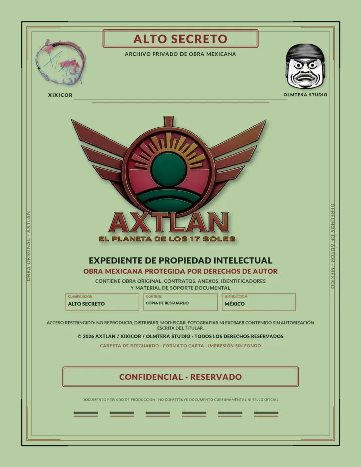 Portada del archivo de autoría y resguardo de Axtlan.