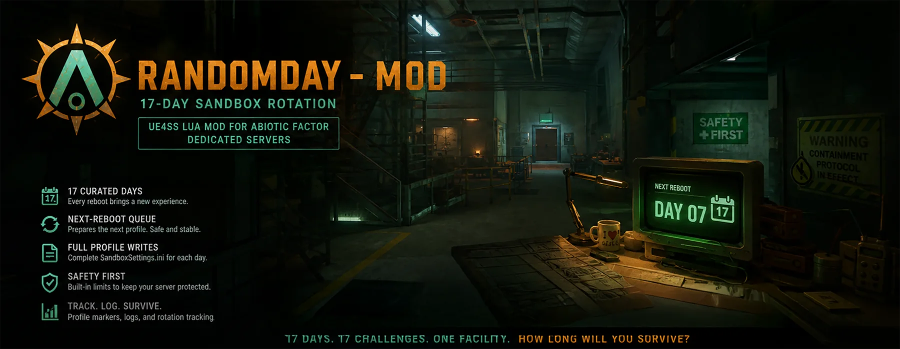 Portada pública de RandomDay Mod para Abiotic Factor.